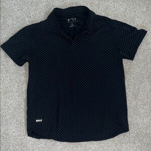BYLT Basics Black Polo with Gray Microdot Pattern